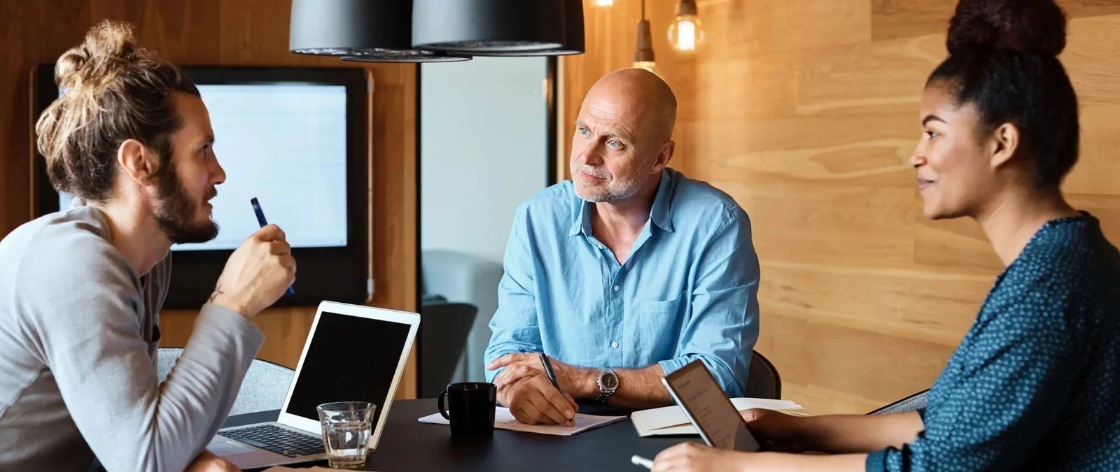 Business professionals discussing