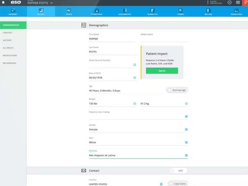 ESO Electronic Health Record (EHR)