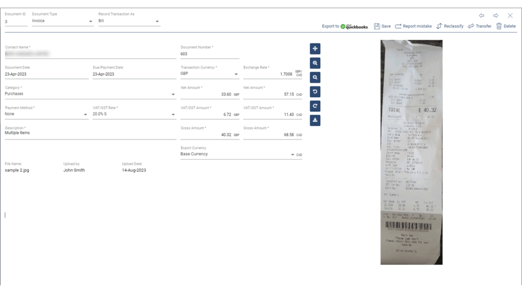 Receipt Bot Software
